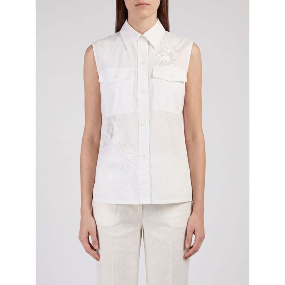 Parosh Women Embroidered Sleeveless Slim Fit Shirt P.A.R.O.S.H. In Cotton Blend